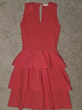 Parker Bermuda Knit Tiered Ruffle Dress Roseberry Large